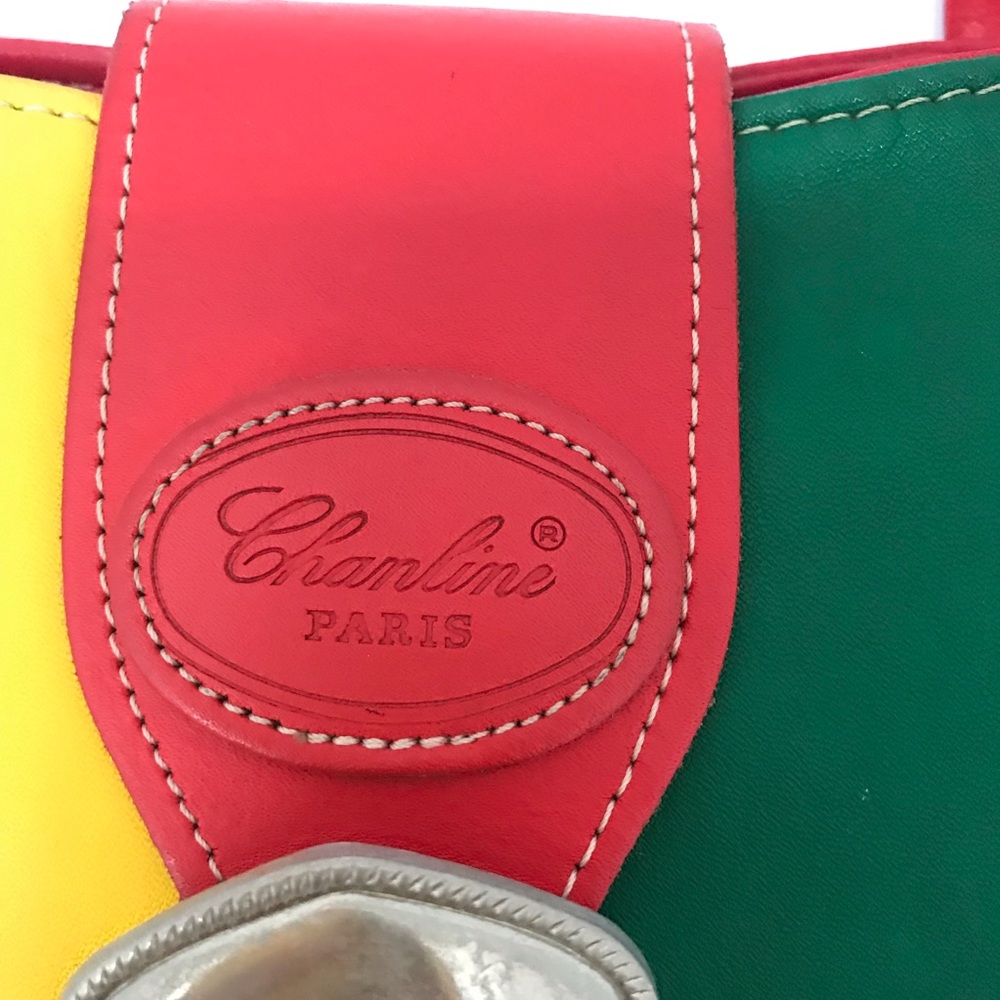 Chanline Paris Vtg Leather Tote Bag Shoulder Purse - Picture 6 of 10